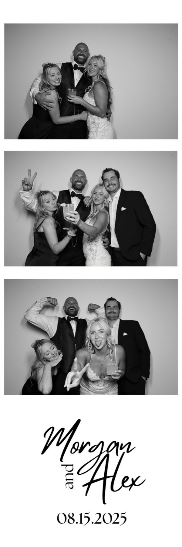 Photobooth strip from Morgan and Alex's wedding, August 15, 2025